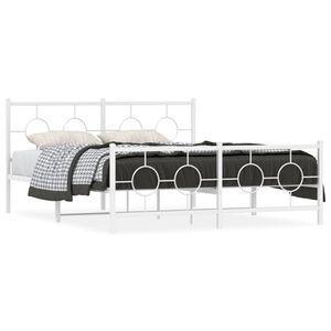 vidaXL Estrutura de cama com cabeceira e p&eacute;s 150x200 cm metal branco