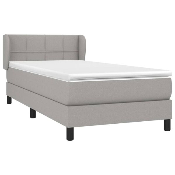 vidaXL Cama com molas/colch&atilde;o 90x190 cm tecido cinzento-claro