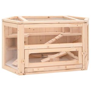vidaXL Gaiola para hamster 80x40x43 cm madeira de abeto maci&ccedil;a