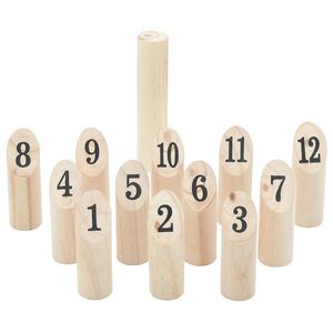 vidaXL Conj. jogo Kubb numerado 13 pcs c/ saco transporte pinho maci&ccedil;o