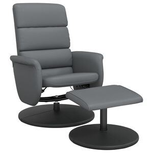 vidaXL Cadeira reclin&aacute;vel com apoio de p&eacute;s couro artificial cinzento
