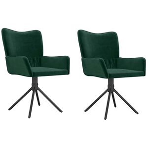 vidaXL Cadeiras de jantar giratorias 2 pcs veludo verde-escuro