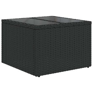 vidaXL Mesa de jardim com tampo de vidro preta 55x55x37 cm vime sint&eacute;tico