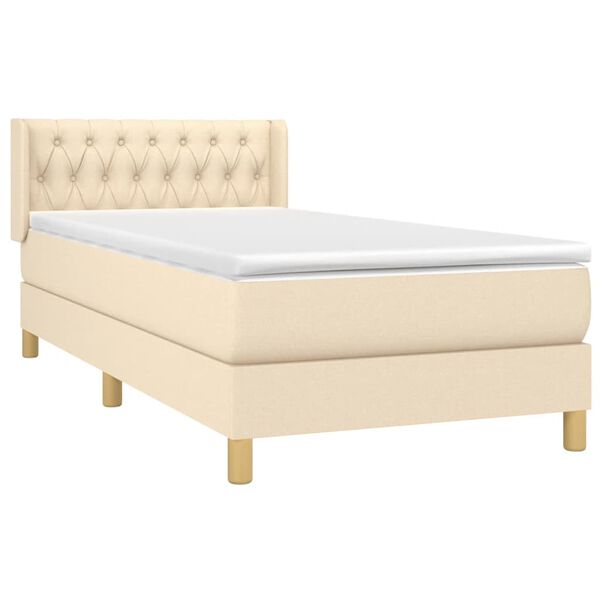 vidaXL Cama com molas/colch&atilde;o 90x190 cm tecido cor creme