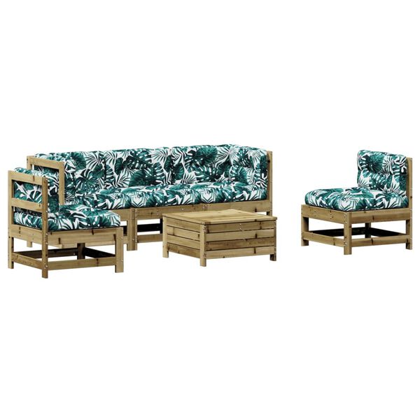 vidaXL 6 pcs conjunto lounge de jardim c/ almofad&otilde;es pinho impregnado