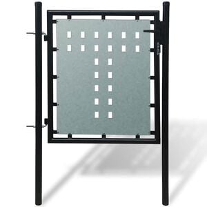 vidaXL Port&atilde;o de cerca de porta &uacute;nica preto 100x75 cm