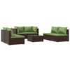 vidaXL 7 pcs conjunto lounge de jardim c/ almofad&otilde;es vime PE castanho