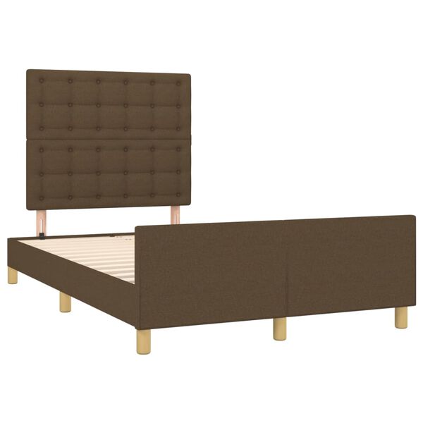 vidaXL Estrutura de cama sem colch&atilde;o 120x200 cm tecido castanho-escuro