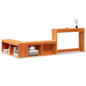 vidaXL Mesa de cabeceira c/ secretária 222x107x75cm pinho castanho-mel