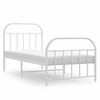 vidaXL Estrutura de cama com cabeceira e p&eacute;s 90x190 cm metal branco
