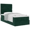 vidaXL Estrutura de cama otomana colch&otilde;es 90x200cm veludo verde escuro