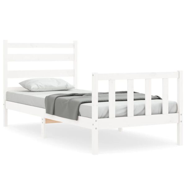 vidaXL Cama sem colch&atilde;o 90x190 cm madeira de pinho maci&ccedil;a branco