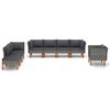 vidaXL 8 pcs conj. lounge jardim vime PE e madeira eucalipto cinzento