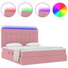 vidaXL Cama com luzes de tira LED Rosa 180 x 200 cm Veludo