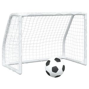 vidaXL Baliza futebol infantil 2 pcs c/ bola 64x35x48 cm metal branco