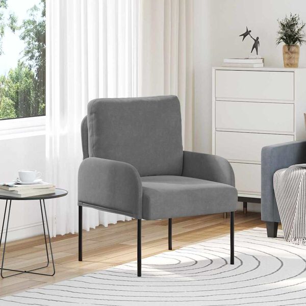 vidaXL Sof&aacute;s com almofada 55cm Cinza Escuro Contraplacado