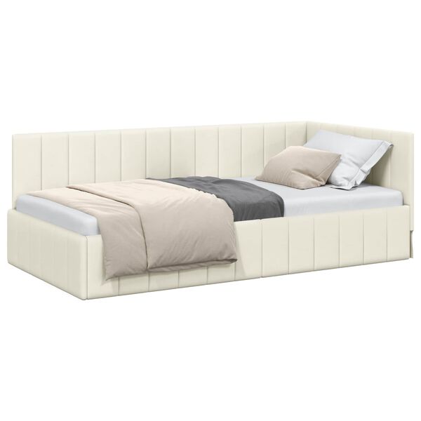 vidaXL Estrutura de Cama de Canto Creme 100 cm x 200 cm Veludo