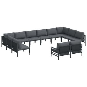 vidaXL Conjunto de Sof&aacute; de Jardim com almofada 12 pcs Preto A&ccedil;o