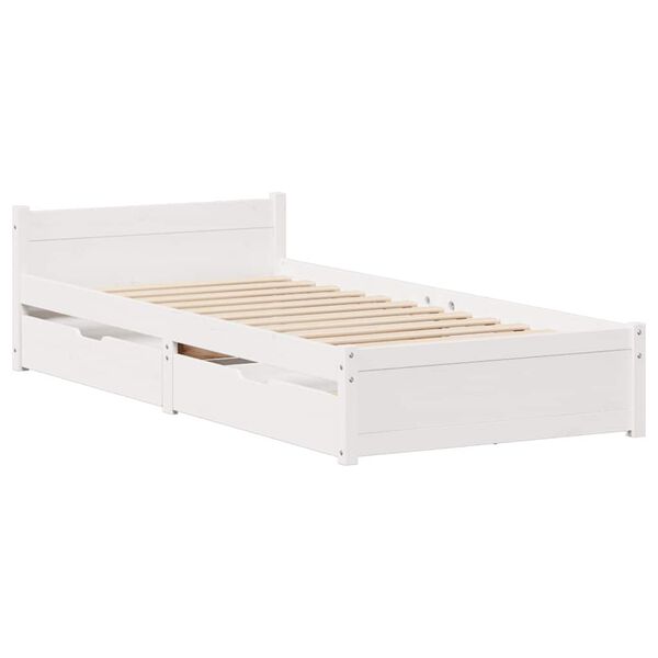 vidaXL Cama sem colch&atilde;o 90x190 cm madeira de pinho maci&ccedil;a branco
