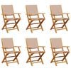 vidaXL Cadeiras jardim dobr&aacute;veis 6pcs tecido/madeira cinza-acastanhado
