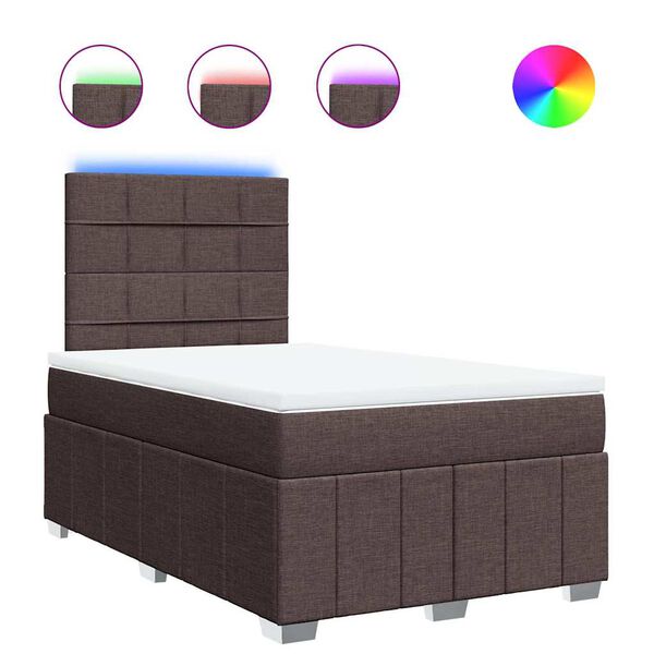 vidaXL Cama boxspring com colch&atilde;o 120x190 cm tecido castanho-escuro