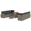 vidaXL Conjunto de Sof&aacute; de Jardim com almofada 11 pcs Cinzeto vime PE