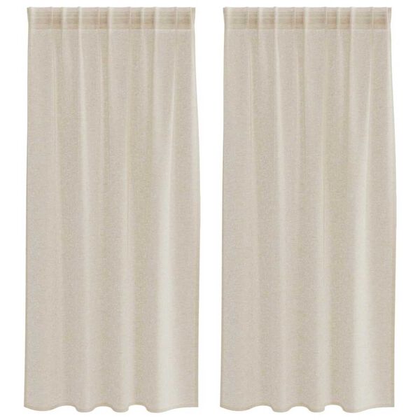 vidaXL Cortina de Voile 2 pcs Areia 175 x 140 cm Poliéster