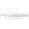 vidaXL Estrutura de cama com cabeceira e p&eacute;s 135x190 cm metal branco