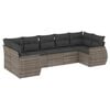 vidaXL 7 pcs conjunto sof&aacute;s p/ jardim c/ almofad&otilde;es vime PE cinzento