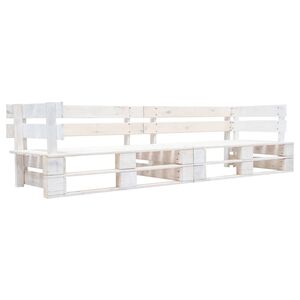 vidaXL Sof&aacute; de paletes para jardim com 2 lugares madeira branco