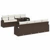 vidaXL Conjunto de Sof&aacute; de Jardim 9 unid. Castanho vime PE