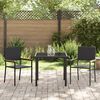 vidaXL Conjunto de Jantar para Jardim com almofada 3 pcs Preto vime PE