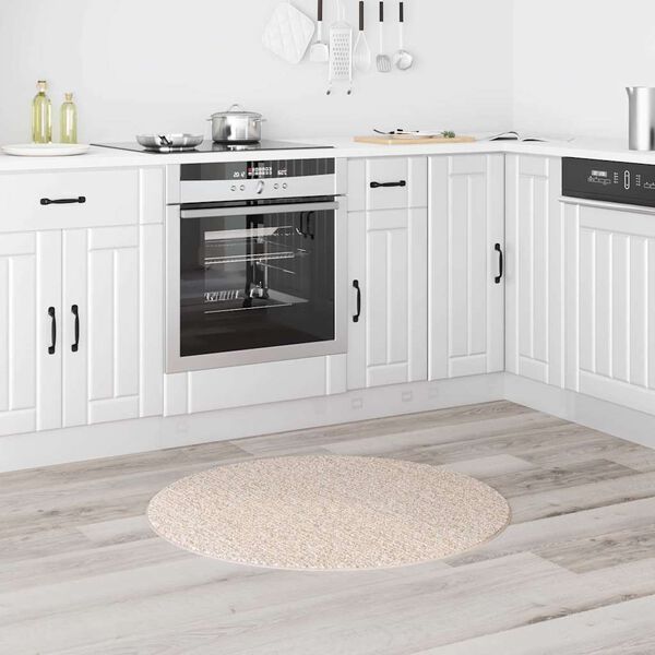 vidaXL Tapete Shaggy Antiderrapante Creme 90 x 90 cm PP