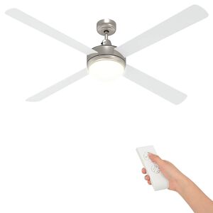 vidaXL Ventoinha de teto com luz e controle remoto &Oslash; 130 cm Branco