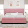 vidaXL Cama Box com colch&atilde;o com cabeceira Rosa 200 x 200 cm Veludo