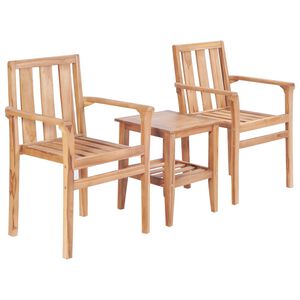 vidaXL 3 pcs conjunto de bistr&ocirc; teca maci&ccedil;a