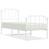 vidaXL Estrutura de cama com cabeceira e p&eacute;s 75x190 cm metal branco