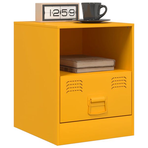 vidaXL Mesa de cabeceira 34,5x39x44 cm a&ccedil;o amarelo mostarda