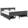 vidaXL Estrutura cama c/ 4 gavetas 200x200cm pinho maci&ccedil;o cinza-escuro