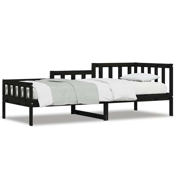 vidaXL Sof&aacute;-cama 80x200 cm madeira de pinho maci&ccedil;a preto