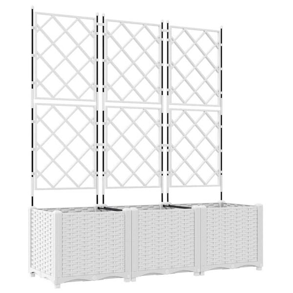 vidaXL Vaso de Jardim 3 pcs Branco 120 x 40 x 143 cm A&ccedil;o