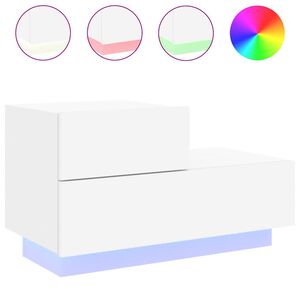 vidaXL Mesa de cabeceira com luzes LED 70x36x40,5 cm branco