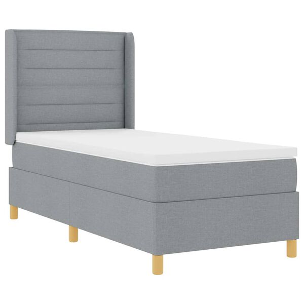 vidaXL Cama Box Spring com colch&atilde;o Cinzento-claro 100 x 200 cm tecido