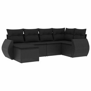 vidaXL 6 pcs conjunto sof&aacute;s de jardim c/ almofad&otilde;es vime PE preto
