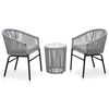 vidaXL 3 pcs conjunto de bistr&ocirc; com almofad&otilde;es vime PE cinzento