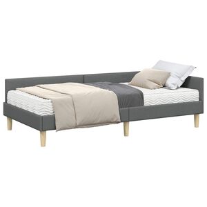 vidaXL Estrutura de Cama de Canto com Colch&atilde;o 2 pcs Cinzeto tecido