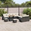 vidaXL Conjunto de Sof&aacute; de Jardim com almofada 13 pcs Preto e creme