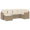 vidaXL 6 pcs conjunto de sof&aacute;s p/ jardim com almofad&otilde;es vime PE bege