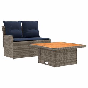 vidaXL Sof&aacute; de Jardim com Bra&ccedil;o e Mesa Levant&aacute;vel 2 Pe&ccedil;a Rattan de PE