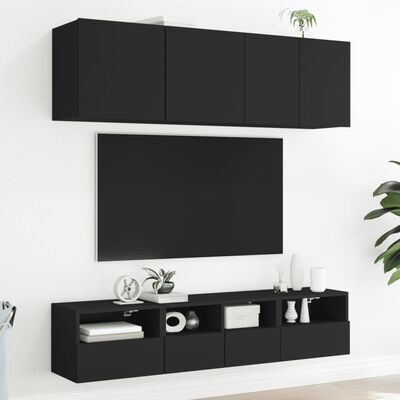 vidaXL Móvel de parede p/ TV 40x30x30 cm derivados de madeira preto